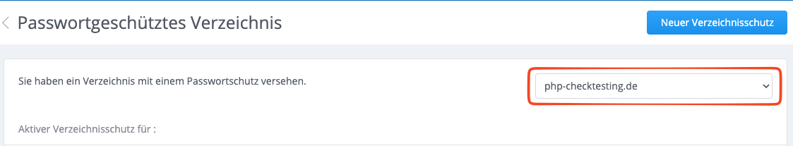 Domain für den Verzeichnisschutz auswählen
